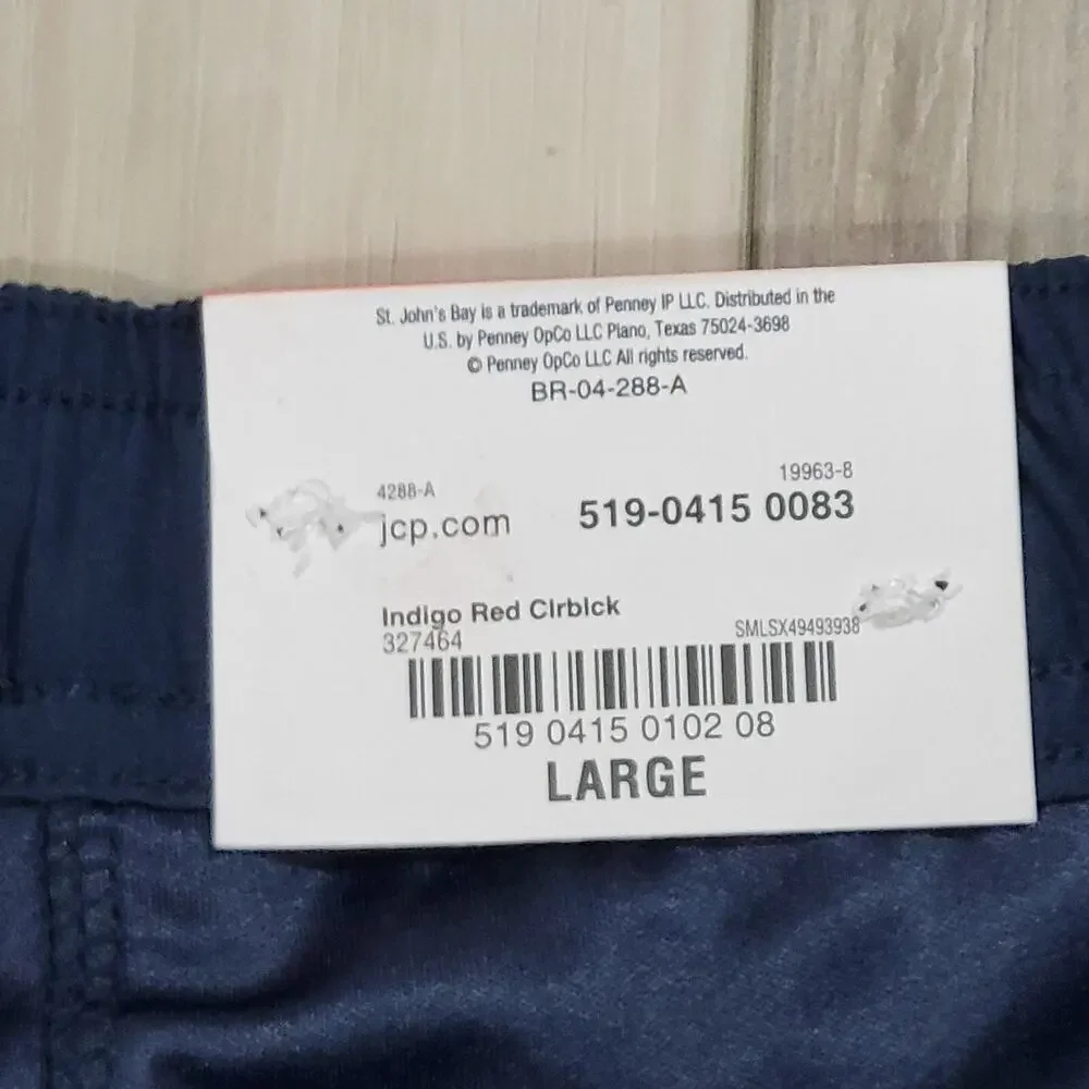 St. John's Bay Swim Shorts Men's Large Indigo Red Colorblock Above The Knee New